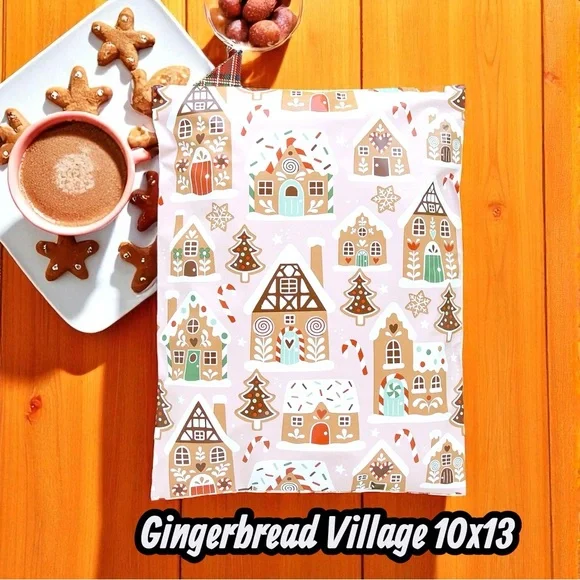 Christmas Gingerbread Village Poly Mailers 10x13 Pack of 25 - Picture 4 of 8